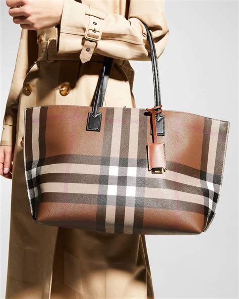 burberry leather tote review|Burberry medium canvas check tote.